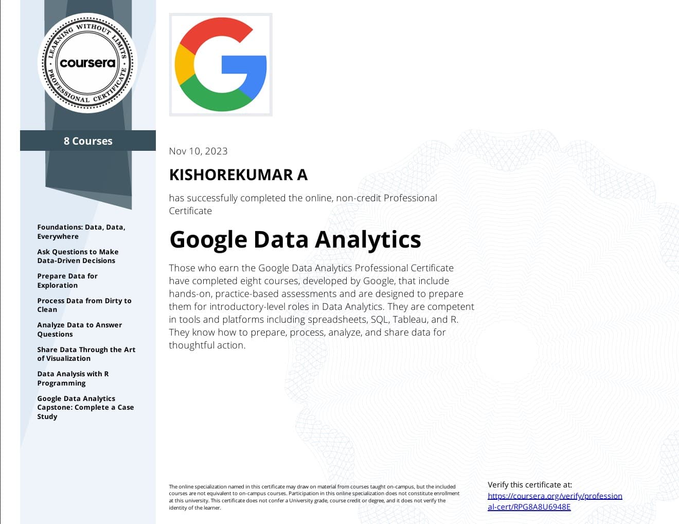 DATA ANALYTICS SPECIALIZATON